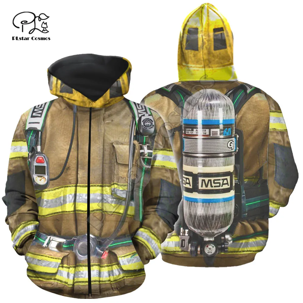 PLstar Cosmos Amazing Firefighter Suit Fireman 3D Print Hoodies Sweatshirts  Zip Hooded For Men And Women Casual Streetwear Q35
