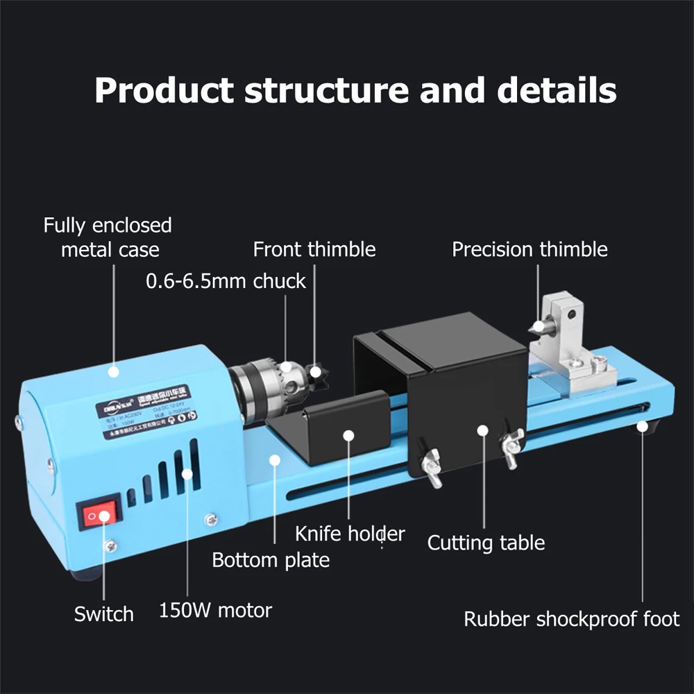 

Hot New 150W Mini Beads CNC Grinding Metal Lathe Machine Miniature Beads Polishing Lathe Woodworking DIY Drill Rotary Tool