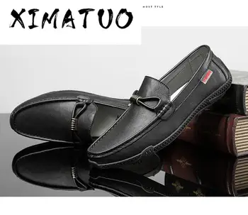 

Men Genuine Leather Loafer Shoes Leisure Leather Doug Shoes Man Moccasin Shoes Slip on Flats