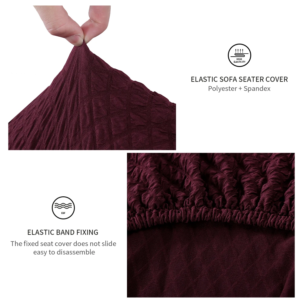 Knitting Jacquard Solid Color Big Chair Cover Thick Elastic Seat Chair Covers Stretch Slipcovers For Wedding Banquet Hotel