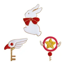 Японский стиль модная волшебная девушка Cardcaptor Сакура изысканный кролик мультфильм Волшебная брошь-волшебная палочка булавка для воротника