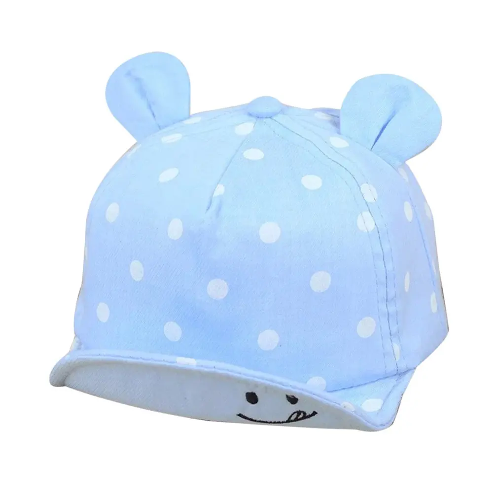 

OUTAD Baby Hat Boys Girls Soft Baseball Cap Adjustable Smile Embroided Outdoor Peaked Cap Washable Ear Decoration Kid Baby Beret