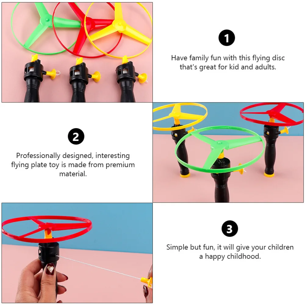 6pcs Flying Disc propeller Toys Kids Helicopter Pull String Flying Saucers 2