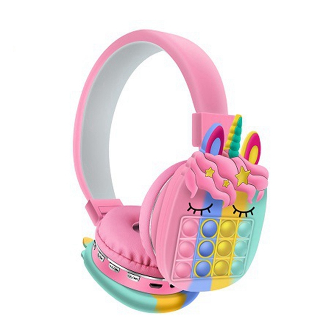 unicorn Wireless Headphones Creative Bluetooth Headset Push Bubble Fidget Headset Adult Stress Relief Decompression Toy