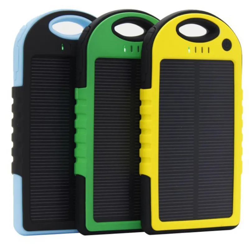 

5000mAh Solar Power Bank Waterproof Shockproof Dustproof Portable Solar Powerbank External Battery For Cellphone iPhone 7 7Plus
