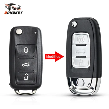

Dandkey Modified Flip Key Shell Case 3 Buttons For VW Jetta Golf Passat Beetle Polo Bora Car Folding Remote Key Uncut HU66 Blade