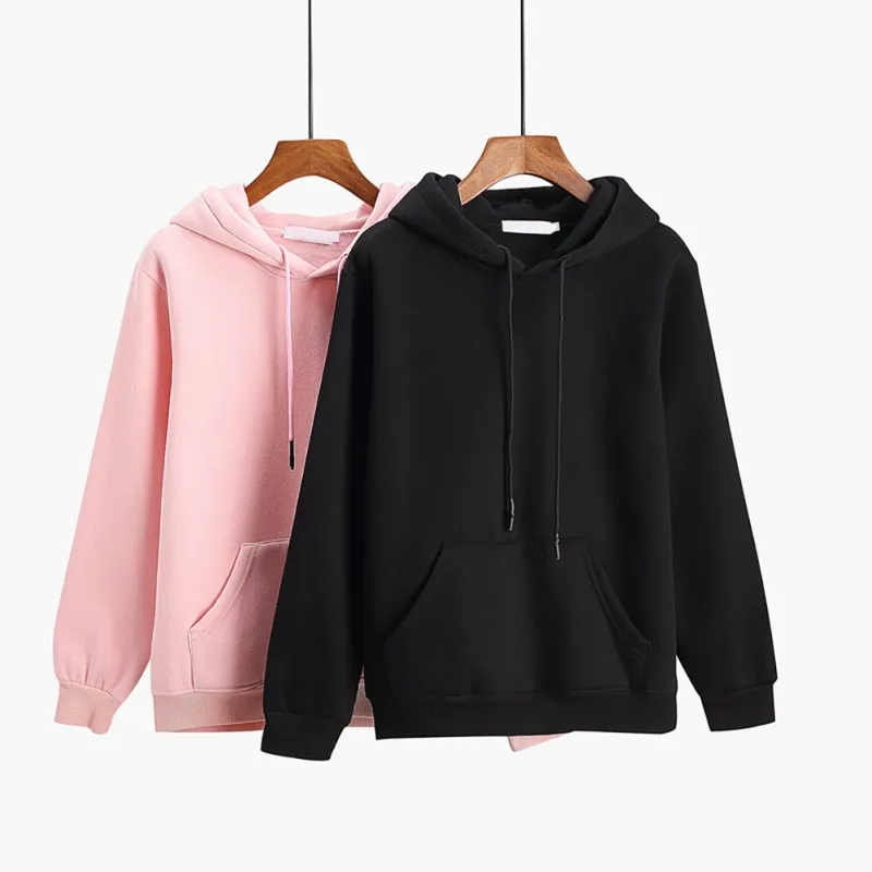 Hoodie Winter Sweatshirt Hoodie Women Hoodies Warm Long Sleeve Cute Solid Color Plus Velvet Loose Hooded Sweatshirt