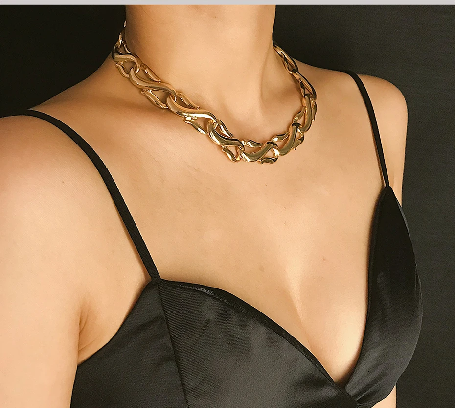 SHIXIN хип-хоп массивное ожерелье Панк золото/серебро персонализированное колье ожерелье для женщин Толстая Женская Цепочка-ожерелье колье