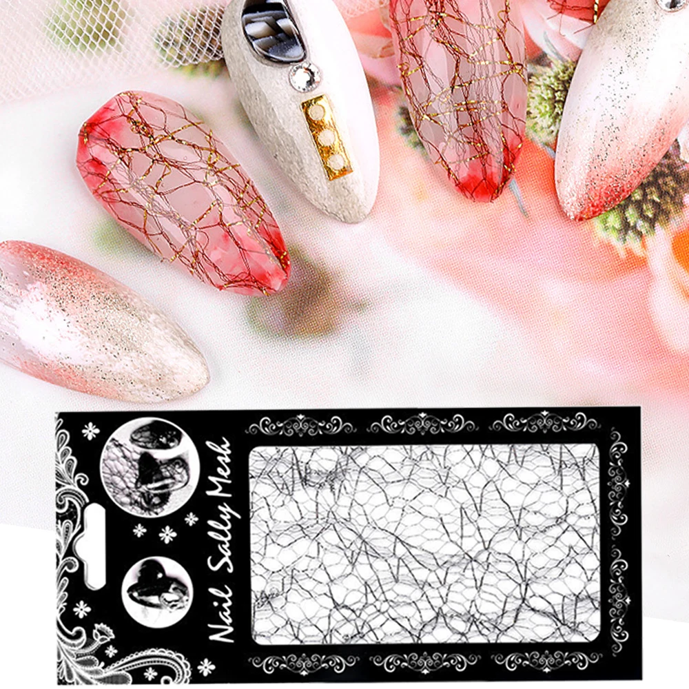 Стикер для ногтей 3D сетка слайдер клейкий дизайн серебряная линия лента на ногти