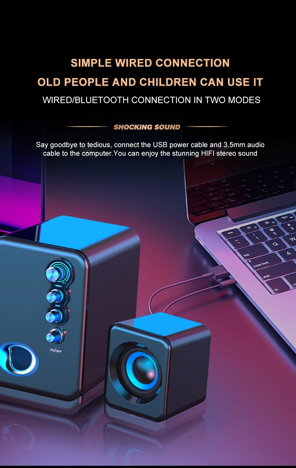 Computer Audio USB 2.1 Multimedia Bluetooth Overweight Subwoofer Desktop Home Speaker Wired Universal Audio