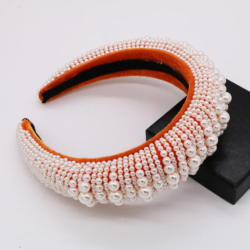 orange pearl На заказ, корона, широкие стразы, лента для волос, ручная работа, роскошный цвет, кристалл, повязка на голову, свадебные украшения для волос, аксессуары, тиара de noiva - Окраска металла: orange pearl