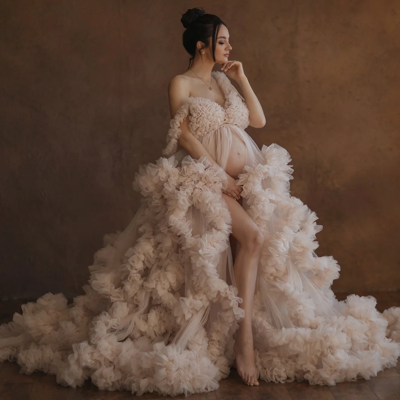 aliexpress.com - Maternity Dresses for Women Photography Props Bridal Robe платье для беременных Tulle Ruffles Wrap Fluffy Baby Shower Gown