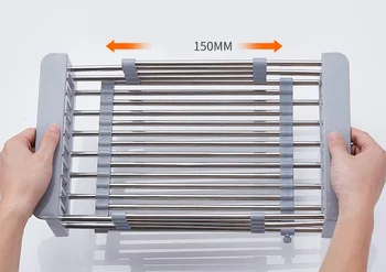 

Kitchen Organizer Sink Dish Drying Rack Stainless Steel Adjustable Sink Drain Basket Vegetable Fruit Holder Kitchen StorageLF602