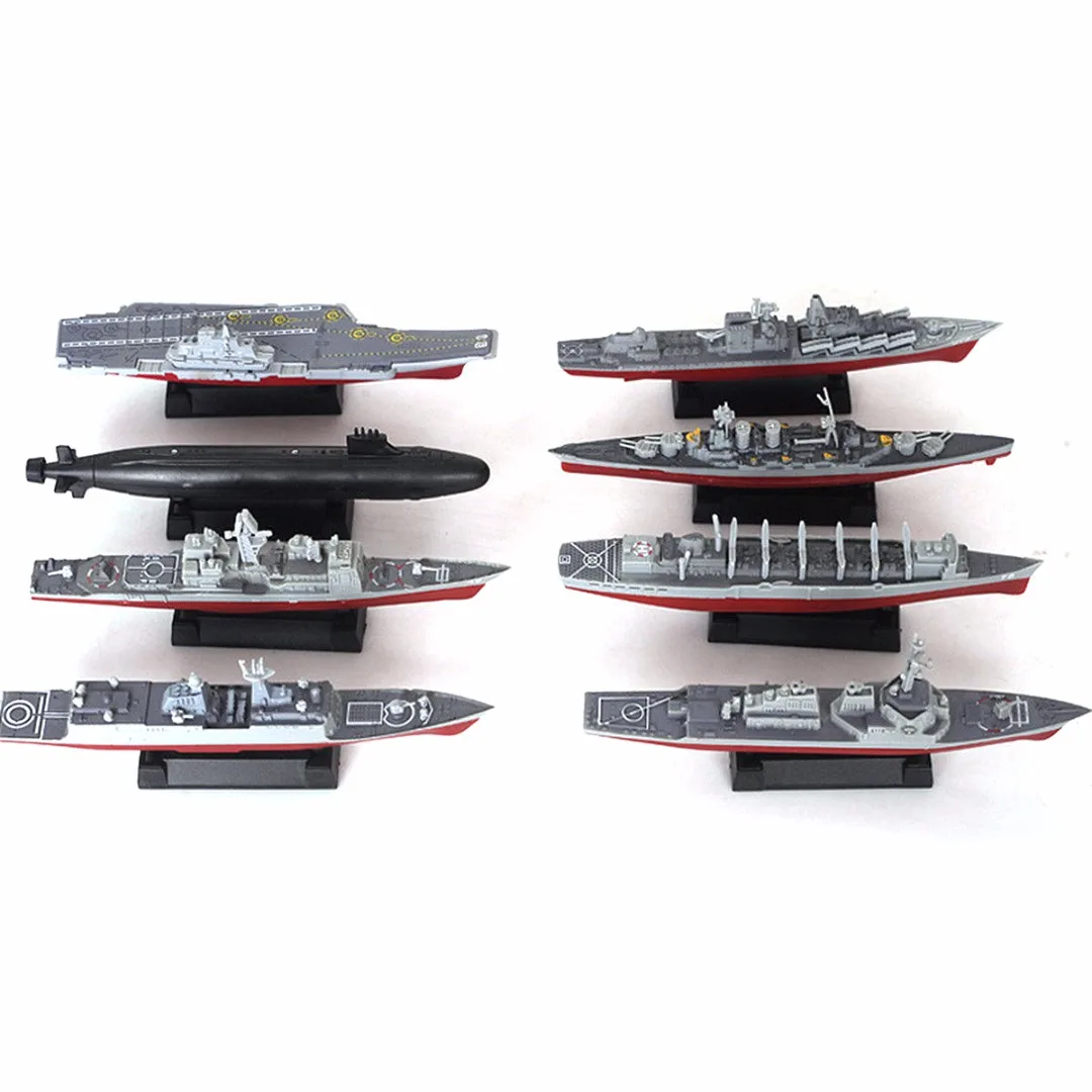 New 8Pcs 4D Assembled Battleship Aircraft Carrier Submarine Warship Model Kit 2
