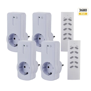 

16A 3680W 4pcs sockets 2 remote control Plug Wireless Remote Control Power Outlet Light Switch Socket 1 Remote EU Plug