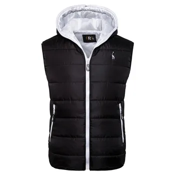 

2020 New Spring and Autumn Vest Warm Vest Men's Zipper Men's Jacket Sleeveless Casual Winter Vest with Hood Waterproof Thick 50%