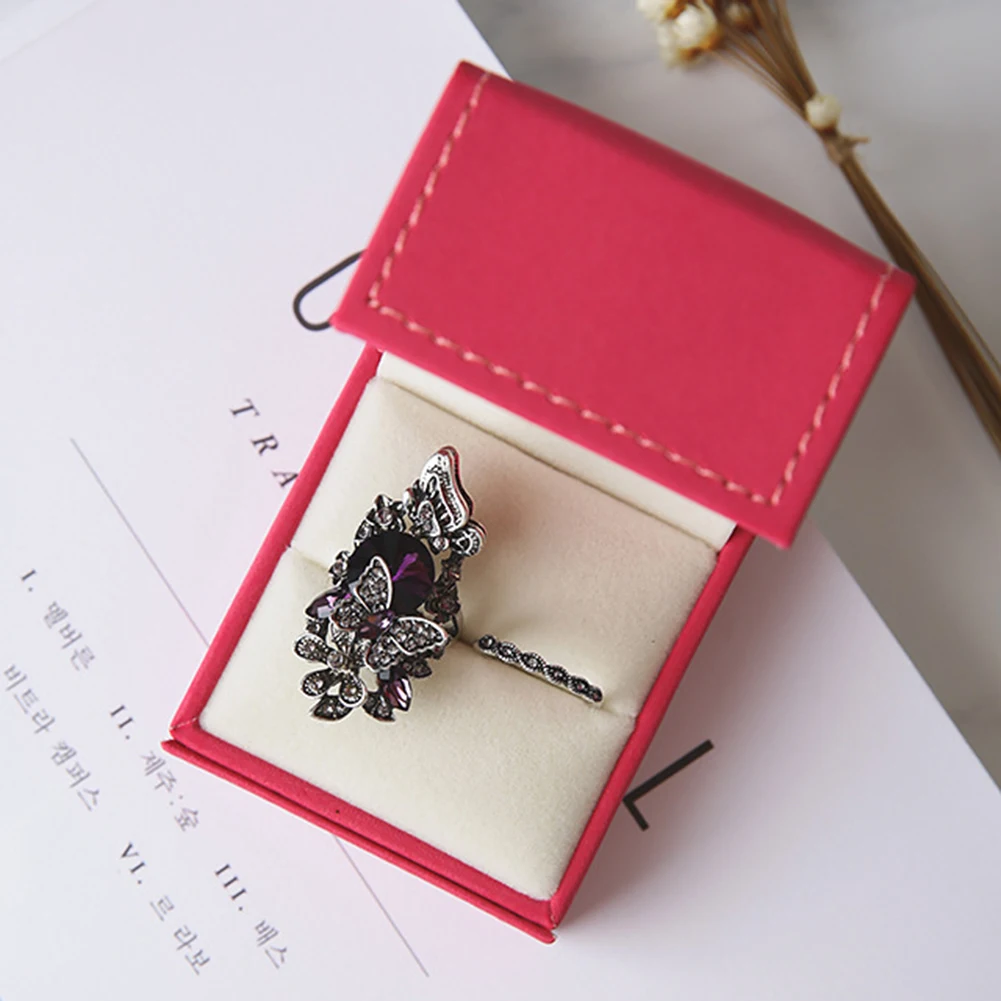 Fashion Classic Floral Crystal Rhinestone Vintage Ring Set Daily Silver Butterfly Shape Wedding Ring Party Jewelry Elegant finger ring silver ring wedding rings jewelry accessories ring set wedding ring