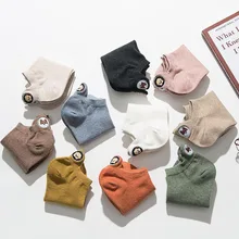 Новинка года; весенние японские короткие носки-башмачки ярких цветов с вышивкой в виде собаки левой и правой ноги