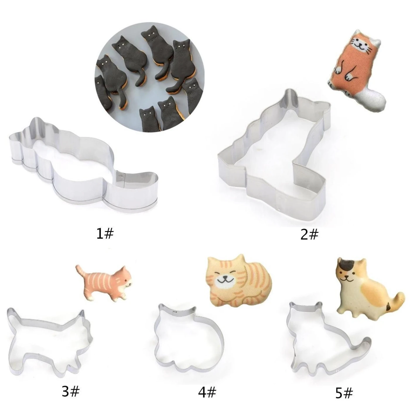 Cookie Cutter Cat Shaped Aluminium Mold Sugarcraft Cake Cookies Pastry Baking