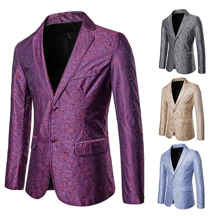 Цветные Цветочные костюмы с пряжкой для мужчин Блейзер Весна masculino slim fit casaco jaqueta masculina пальто Мужская куртка
