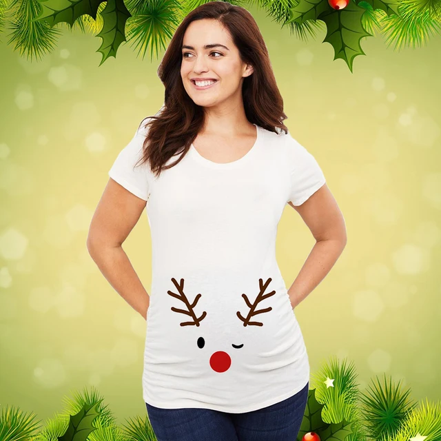 navideña para embarazadas, camiseta de maternidad para mamá, camiseta de embarazo para mujer, camiseta linda de Papá Noel para bebé, de embarazo de Navidad - AliExpress