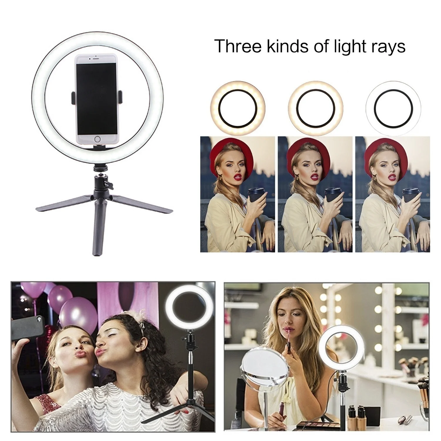 

6.3''/7.8''/10.2'' Dimmable Camera Photo Studio Phone Video LED Beauty Ring Light Photography Dimmable Desktop Live Ring Lamp
