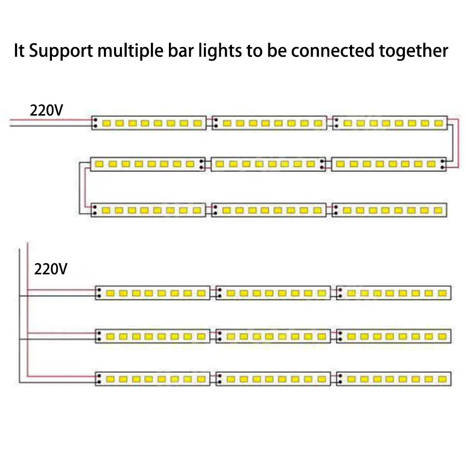 10pcs AC220V LED Bar Light 10cm 20cm 30cm 40cm 50cm 60cm Hard Strip Lamp Aluminium Profile For Kitchen Lighting Cabinet Lighting