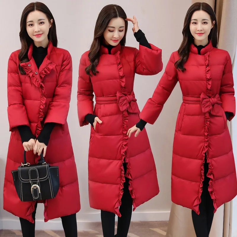 

2019 Winter Long Sleeve Mid-length Solid Color Fashion Elegant Korean-style Versatile Cotton-padded Clothes/Cotton Coat Qlfh976
