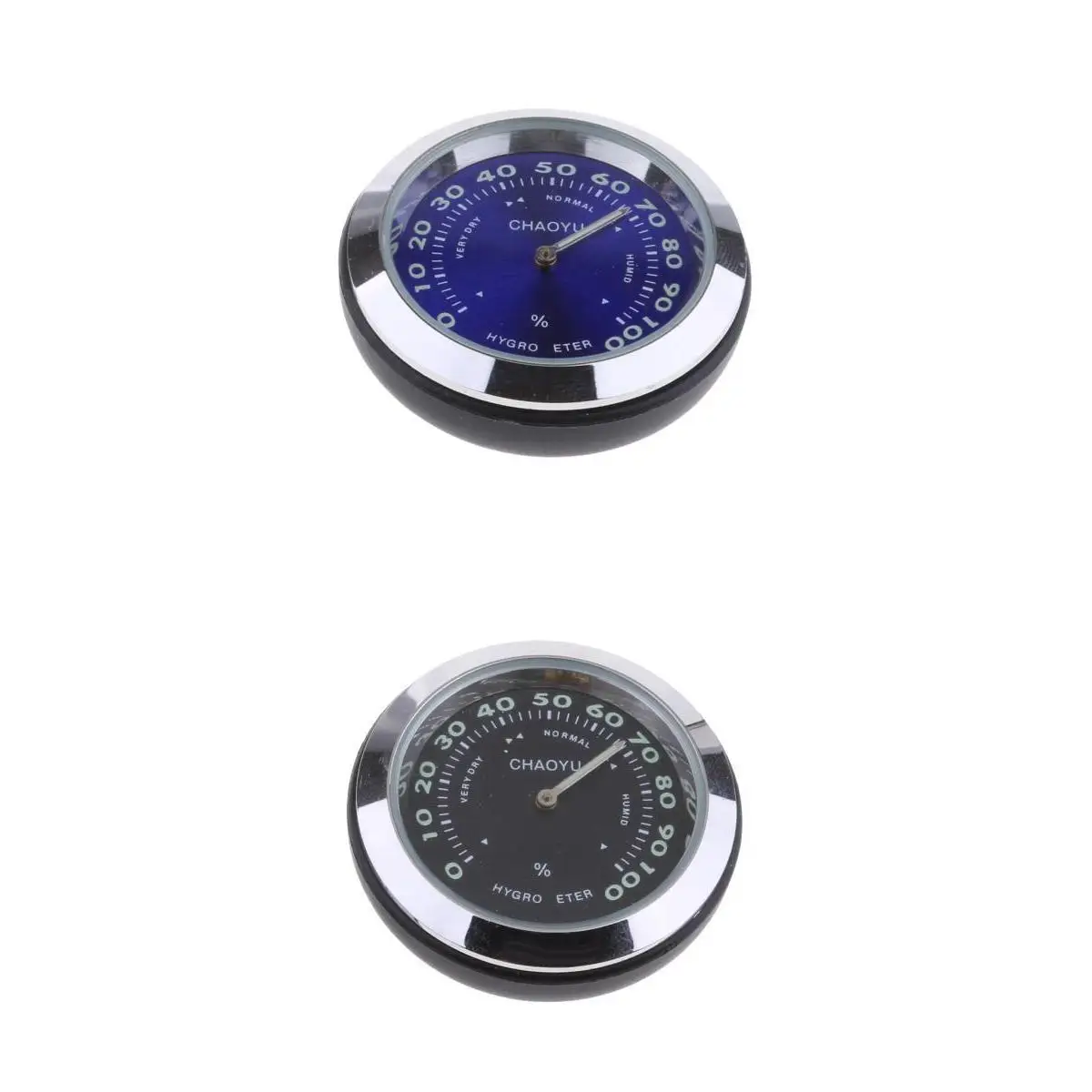 2pcs Car Decoration Clock Auto Hygrometer Decoration Clock Black