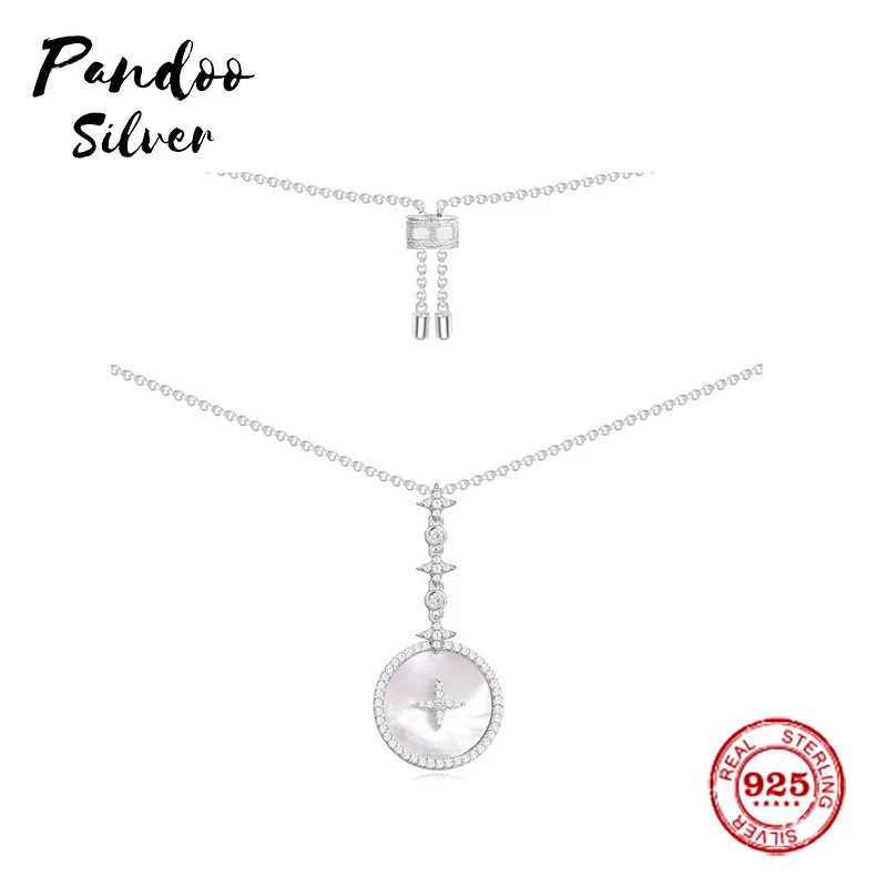 

Fashion Charm Sterling Silver Copy 1:1 Copy,Adjustable Silver Star Necklace With Mother Of Pearl Women Monaco Jewelry Gift