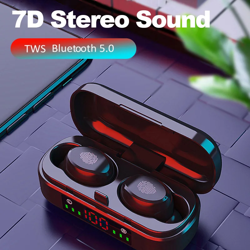 Мини Tws Bluetooth 5 0 спортивные наушники со светодиодным дисплеем Беспроводные с