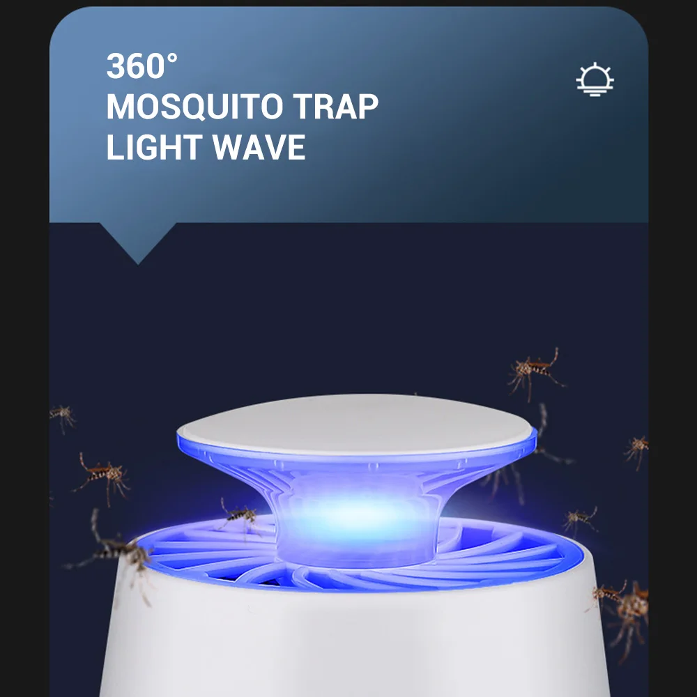 BORUiT Mosquito Killer Lamp 368nm UV Led Fly Insect Trap Lamp USB Electric Insect Repellent Night Light For Bedroom Living Room