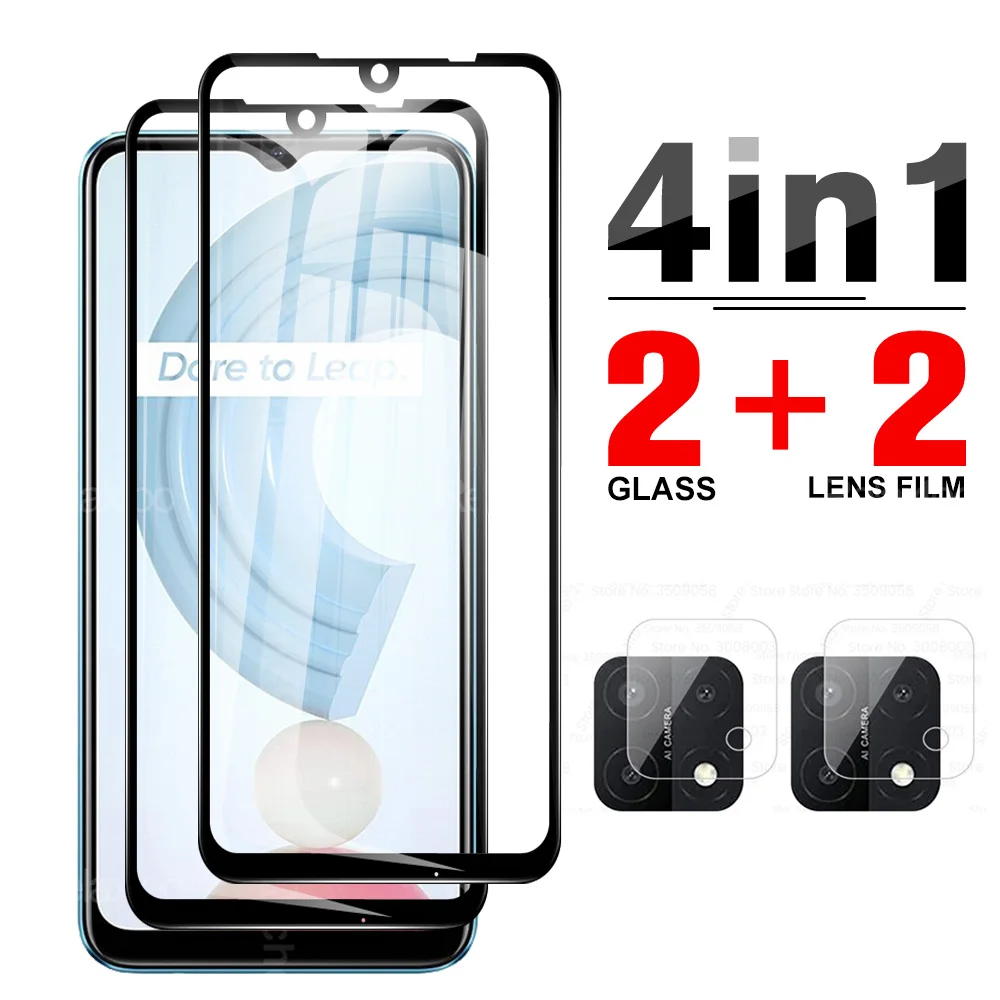 Закаленное стекло 4-в-1 для камеры Realmy C21 C15 C11 Oppo Realme C 21 15 11 2021 HD защитная пленка