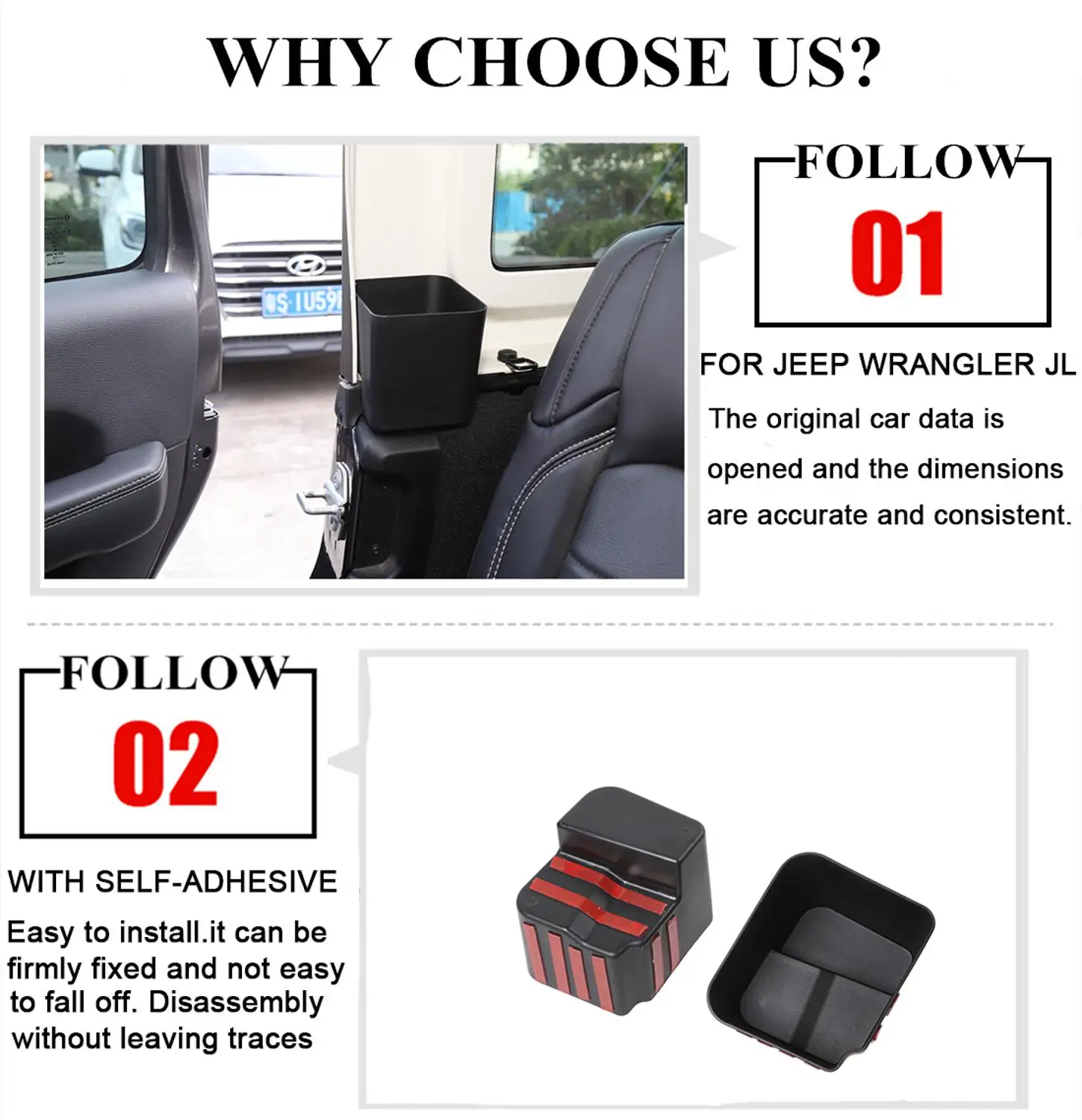 Для Jeep Wrangler JL, автомобильное заднее сиденье с обеих сторон, коробка для хранения, аксессуары для салона автомобиля, стильный АБС-пластик, черный, 2 шт. для Jeep JL