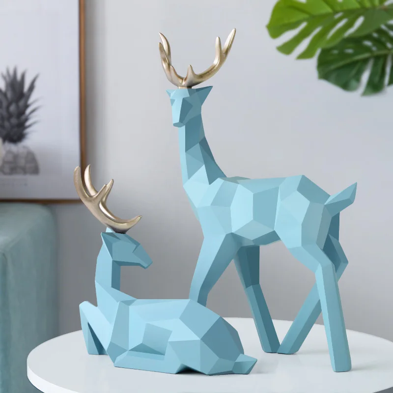2 шт./компл. скандинавские 3D твердые геометрические статуэтки счастливый олень