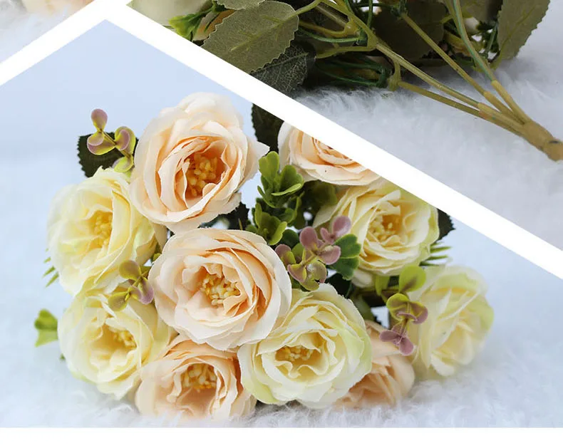 fake silk peonies bouquet roses artificial flowers wedding home decoration (6)