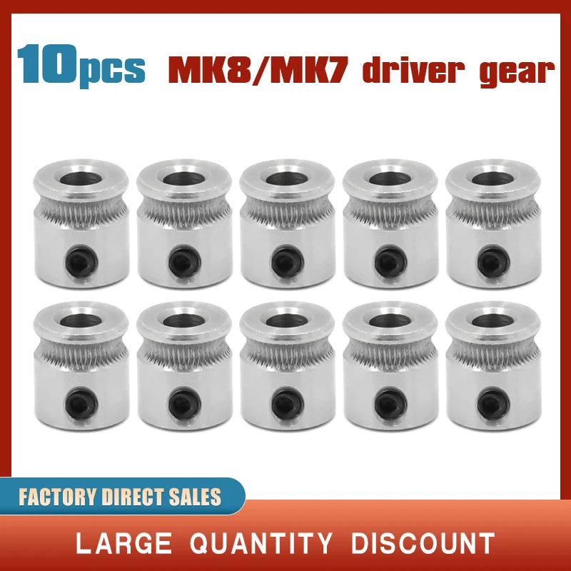 10pcs MK8 mk7 drive gear pulley Bore 5mm for 3D printer extruder feeder head reprap 1.75 and 3mm filament