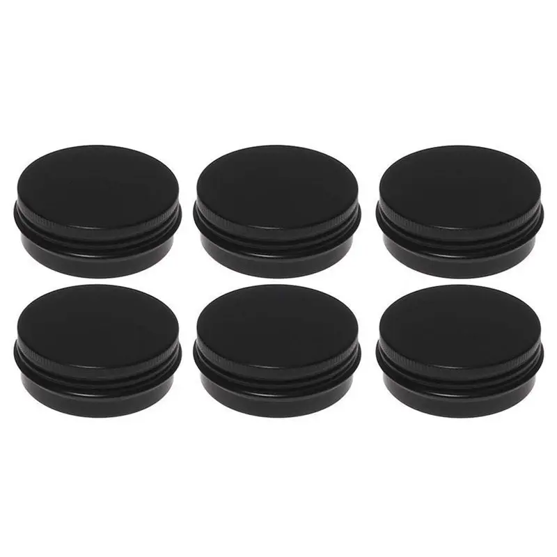 Горячая XD-12Pcs 1 унций черные алюминиевые жестяные банки с круглой винтовой крышкой Пустые контейнеры металлические банки для хранения для организации косметики