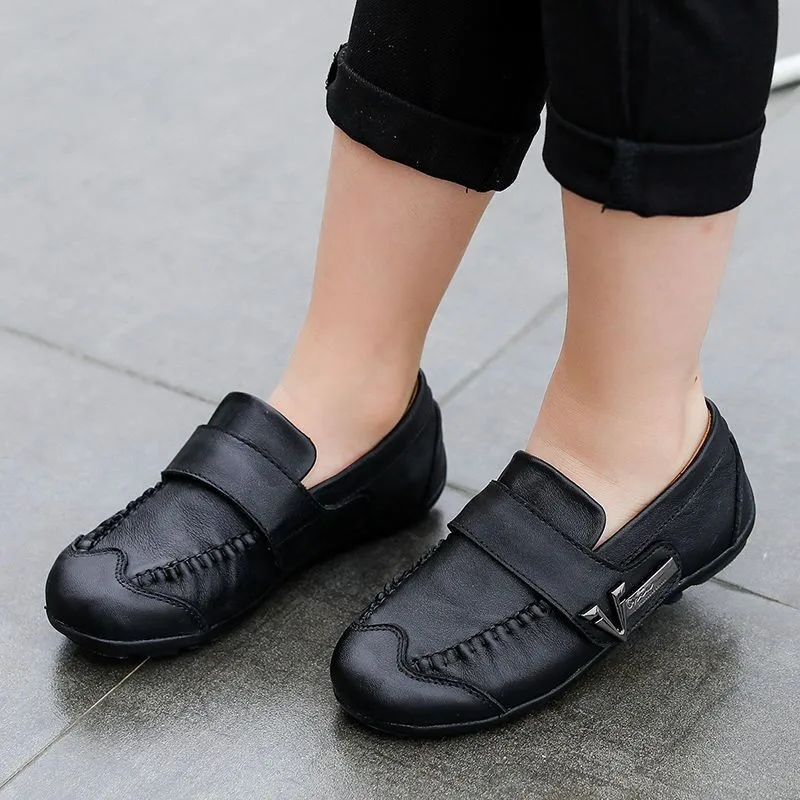 Childrens Kids Boys Black School Shoes Hard Wearing Formal Loafers Size 8-2 