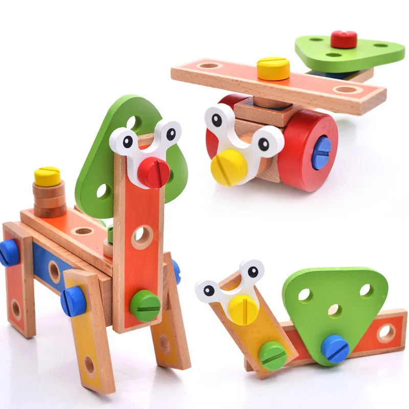 

45 pieces of multi-functional 100-change nuts, wooden toys, infant building bloy and assembly