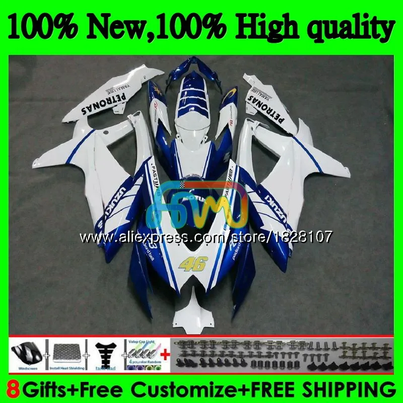 Комплект для SUZUKI GSXR 600 750 CC GSX R600 GSXR600 08 09 10 38BS. 39 GSX-R600 GSXR-750 сине-белые K8 GSXR750 2008 2009 2010 обтекатель - Цвет: No. 1