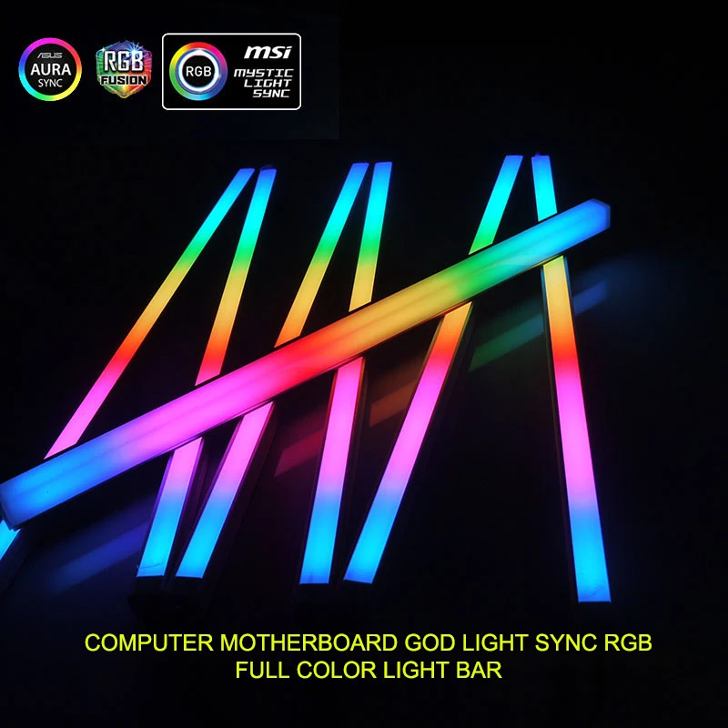 Rgb led strip chassis luz refrigerador de água personalizado computador luz luminosa 5v3pin aura lâmpada magnética decoração do pc