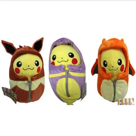 3 шт. косплей Пикачу; Чаризард ичибан Kuji Nebukuro Eevee спальный мешок Ekans Kawaii Peluche Детские куклы детские игрушки - Цвет: Eyes Open