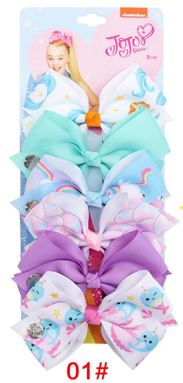 Hair Bows 1 6 шт./лот, 5 дюймов, бант зажим для волос, рождественские банты для волос для детей, девочек, ручная работа, шпилька-бант, заколка, детские аксессуары для волос - Цвет: Hair Bows 1