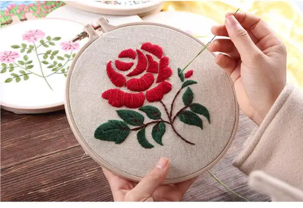 Европа DIY лента цветы вышивка набор с рамкой для начинающих Рукоделие наборы крестиком серии принадлежности для шитья Декор