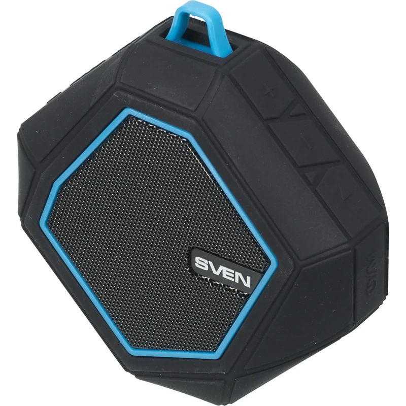 Колонка порт. Sven PS-77 черный/голубой 5W 1.0 BT/3.5Jack 10м 600mAh