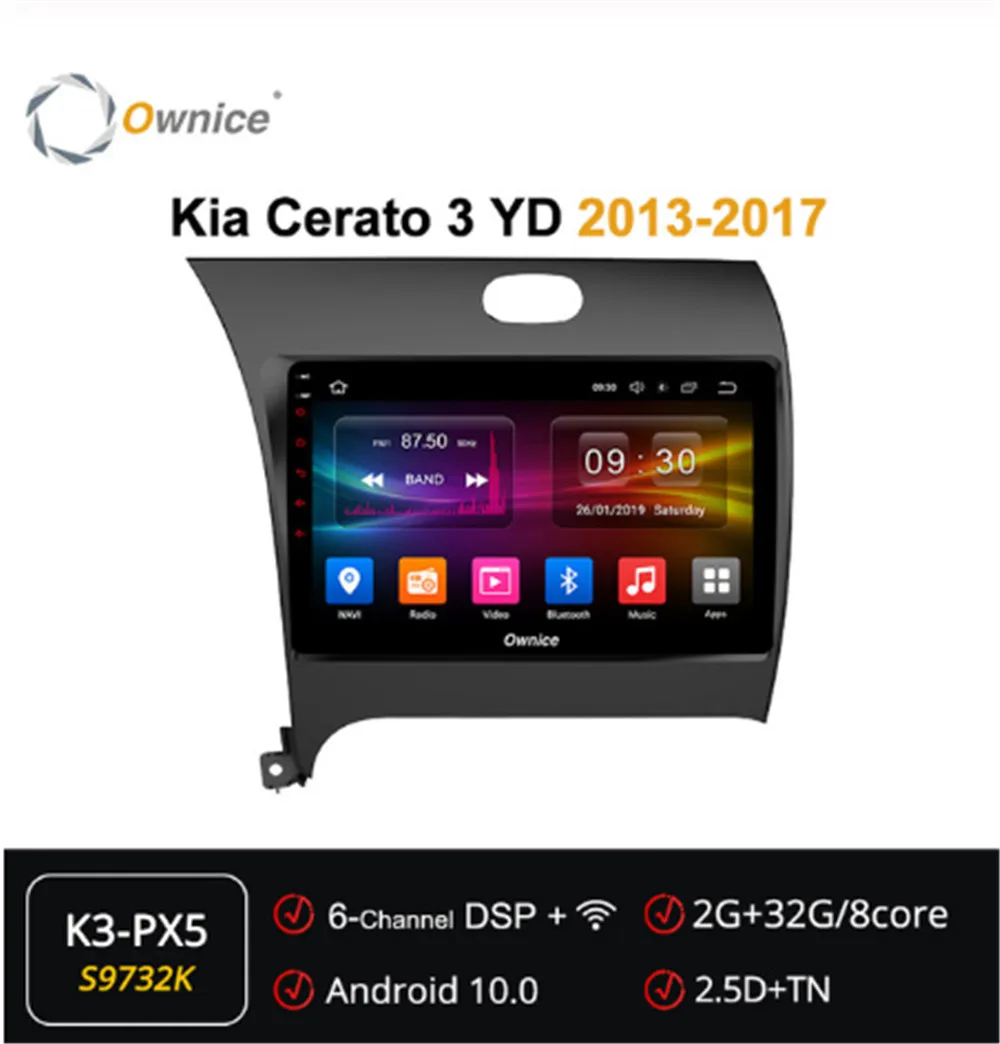 Ownice Android 10 0 Восьмиядерный автомобильный радиоплеер DVD 2 ГБ + 32 GPS Navi для Kia Cerato 3 YD