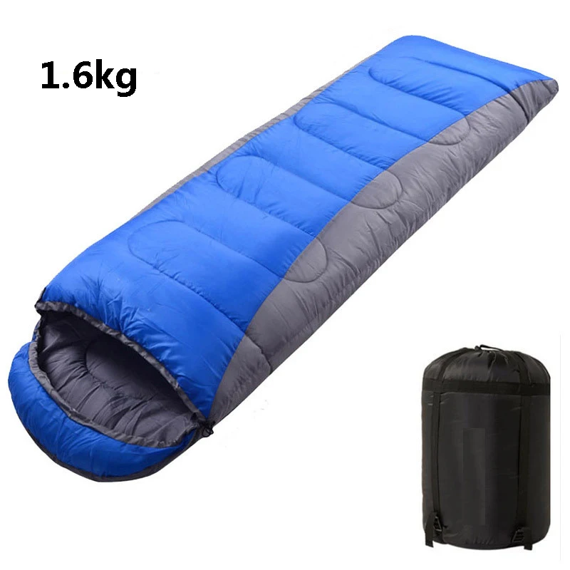 1.6kg Blue grey Сверхлегкий спальный мешок для путешествий на открытом воздухе, походов, походов, зимне-осенний конверт, водонепроницаемый теплый спальный мешок для взрослых детей - Цвет: 1.6kg Blue grey