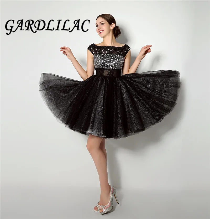 Gardlilac Черные Короткие платья выпускного вечера бисером Формальные платья для вечера встречи выпускников платье Короткое