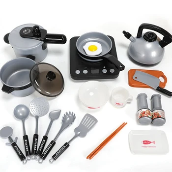 

One Set Children Kitchen Cooking Utensils Accessories Play Toy Cook Pots Pans Cookware Kids Pretend Classic Toys Children Gift